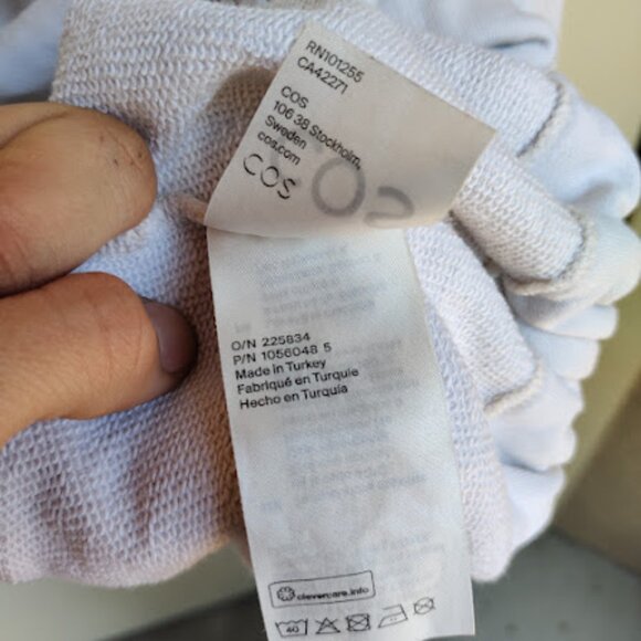 COS Beige Drawstring Hem Cropped Button Up Foldover Funnel Neck Sweater L - Picture 11 of 12